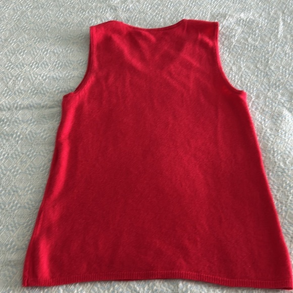 SALE❗️Red Sleeveless 100% Cashmere Knit Top - Picture 6 of 6